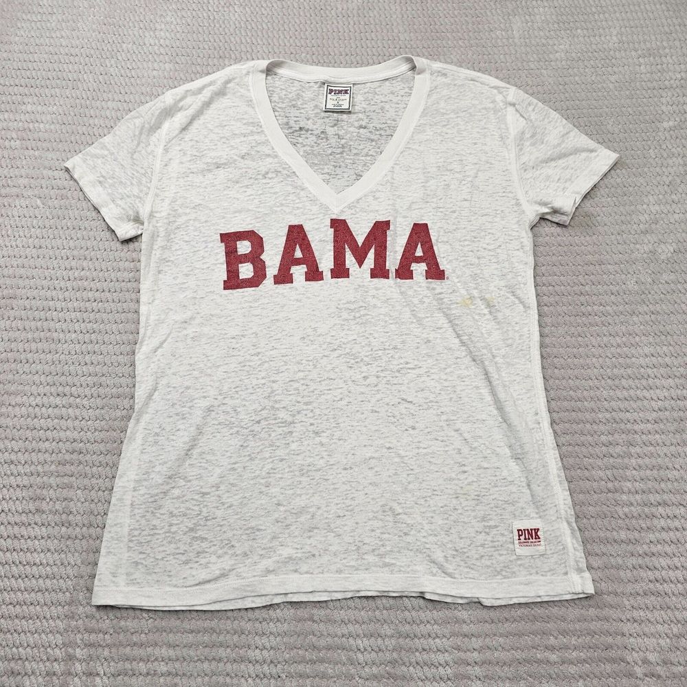 Women's Victoria Secret Pink BAMA Game Day sheer Shirt‎ Size Small (spot)